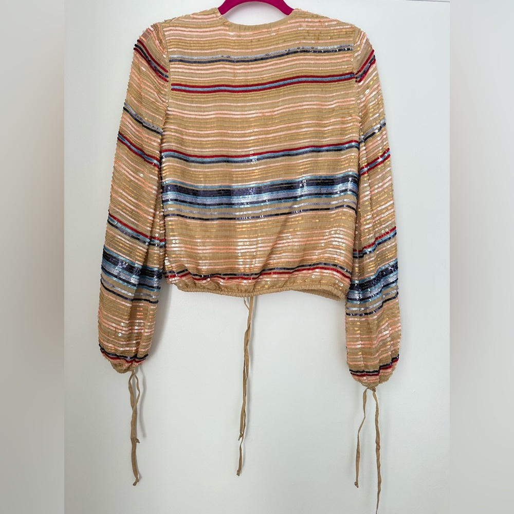 TULAROSA BREE LONG SLEEVE BLOUSE in Blue Multi Stripe - Picture 5 of 5